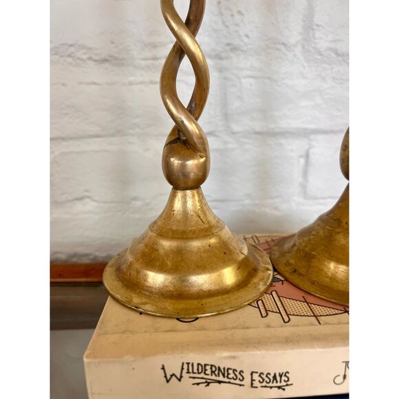 Twisted Brass Candle Holders, Vintage Matching Candlestick Holders - Picture 3 of 11